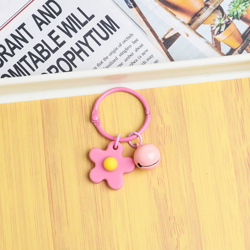Wholesale Small fresh colorful flower bell keychain